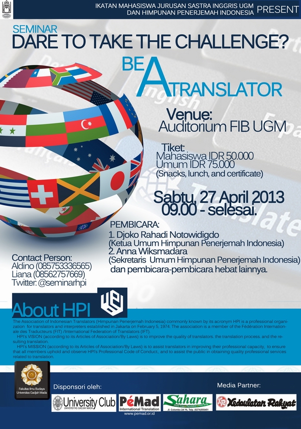 Seminar Dare To Take The Challenge Be A Translator Himpunan Penerjemah Indonesia